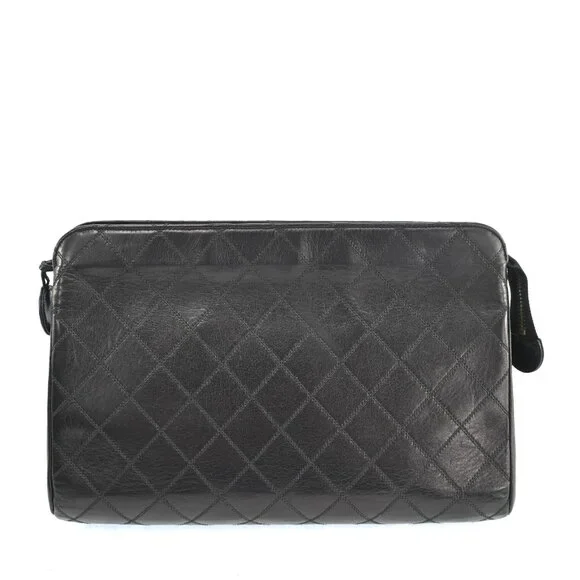 AUTHENTIC CHANEL Matelasse Black Leather Pouch Bag bsj797-121225 - Picture 2 of 16